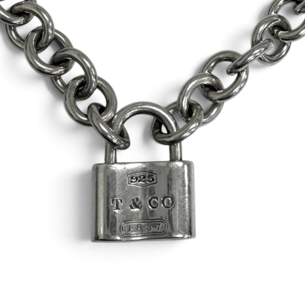 TIFFANY&Co. Tiffany 1837 Lock Cadena Donut Link SV925 Choker Necklace, Silver...